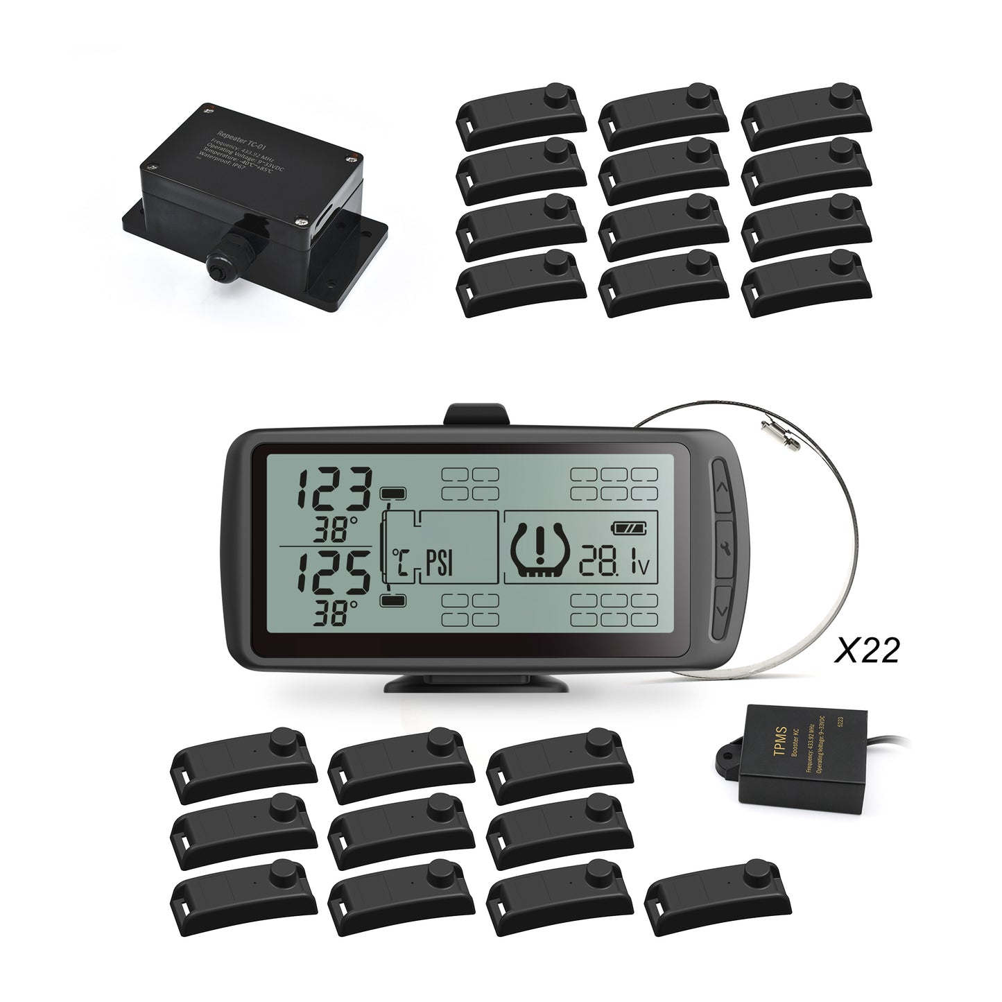 Mata 7 Truck TPMS With 12 Sensor Trailer Kit