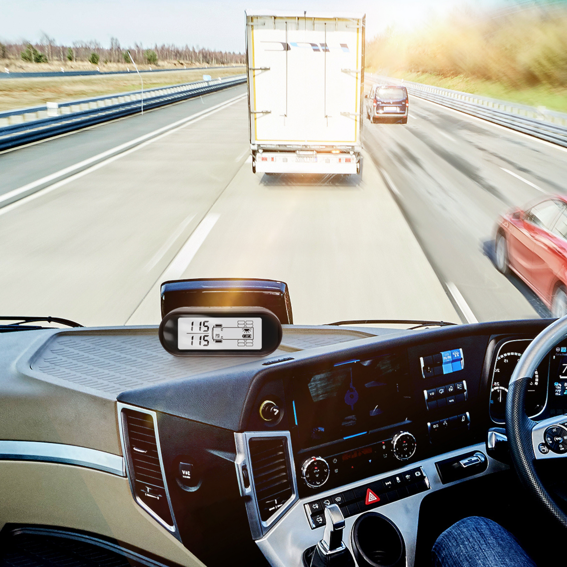 Car dashboard with a TPMS monitor