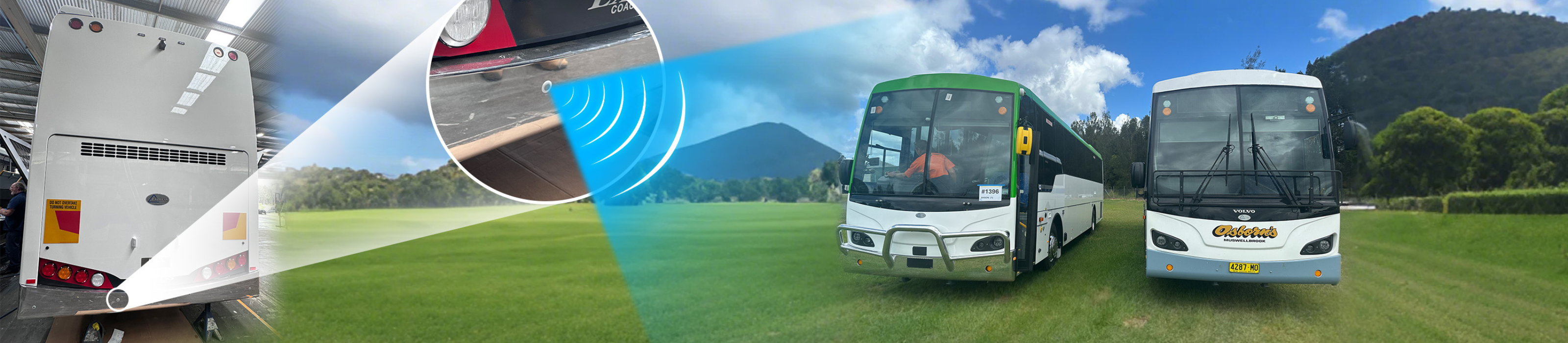 Bus with Promata rear parking sensors installed