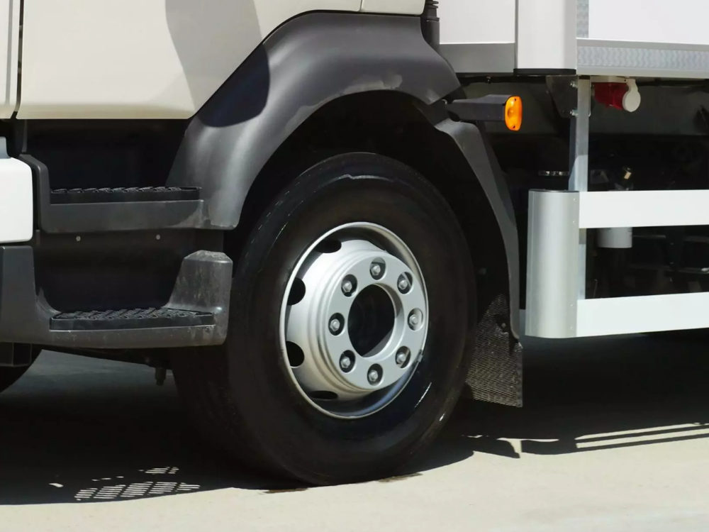 Close-up of a truck wheel