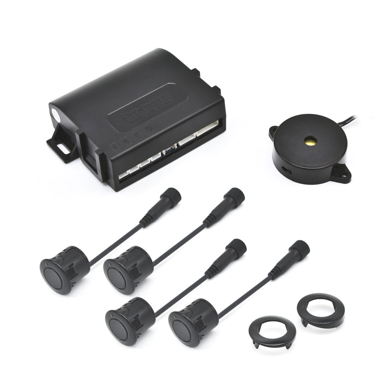 Black PS-01 21.5mm Contents, includes Hub, Buzzer, and Sensors and adapter angle rings. Does not include wires and holesaw for installation.