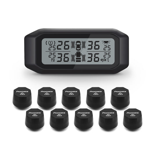 Promata Mata 1E TPMS - 10 external sensors for 4WDs and dual axle trailers and spare tyres.