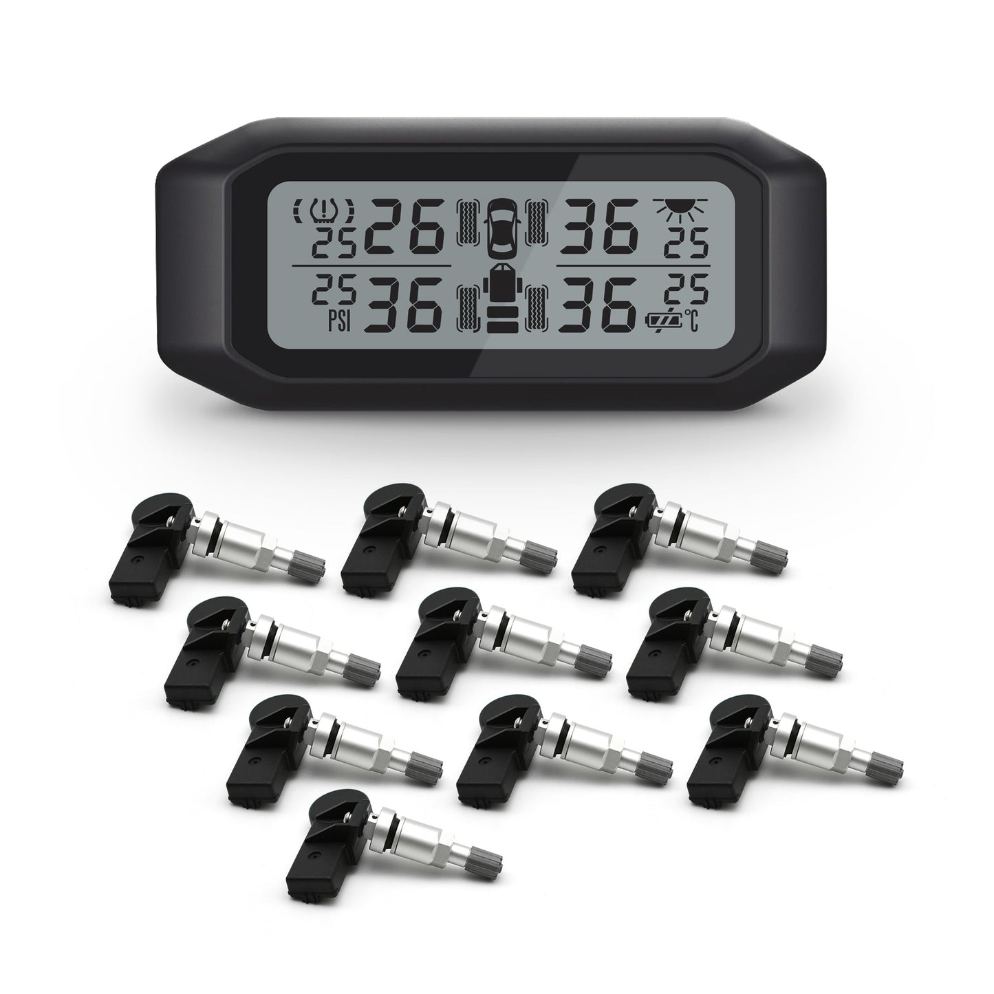 Promata Mata 1 TPMS - 10 internal sensors for 4WDs and dual axle trailers and spare tyres.