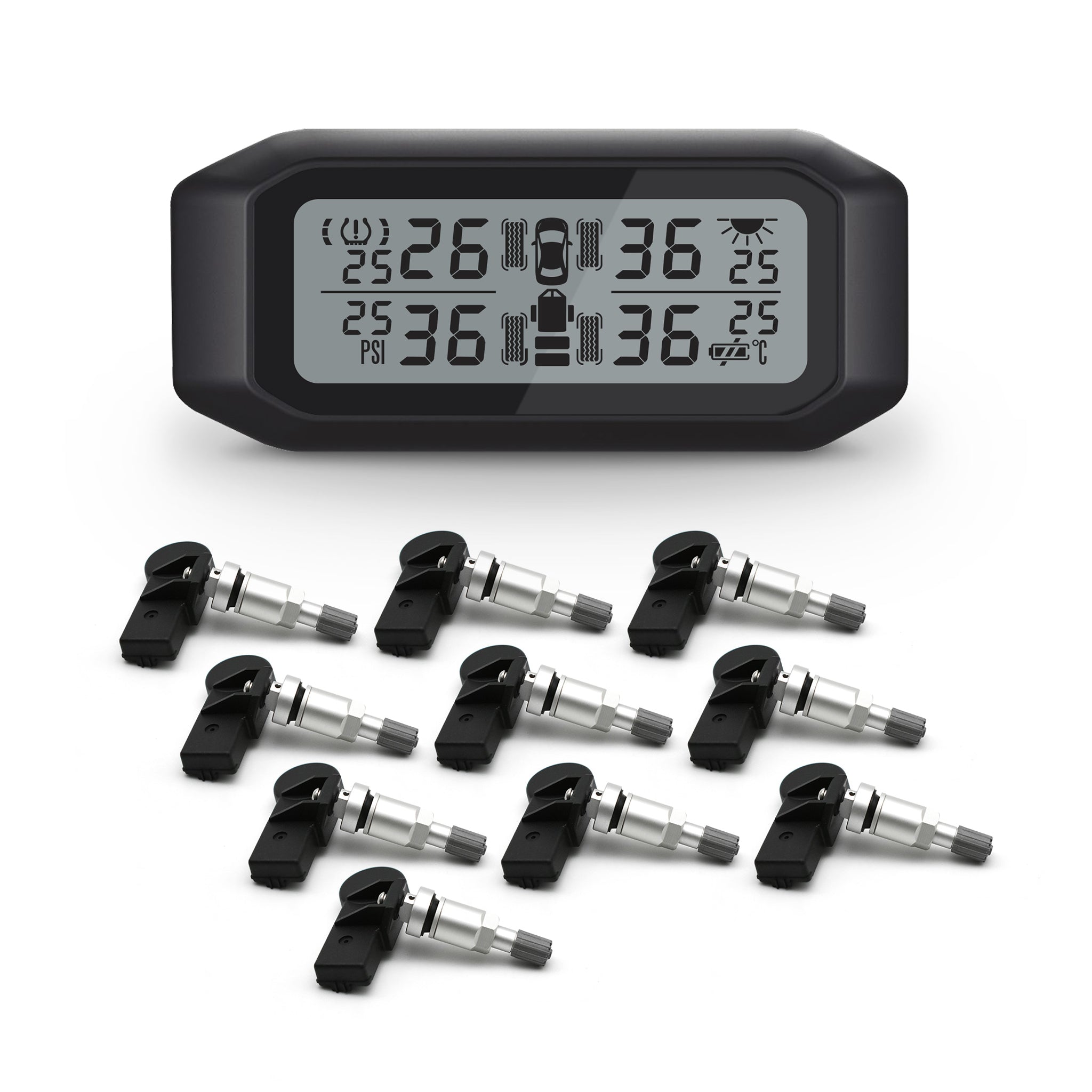 Promata Mata 1 TPMS - 10 internal sensors for 4WDs and dual axle trailers and spare tyres.