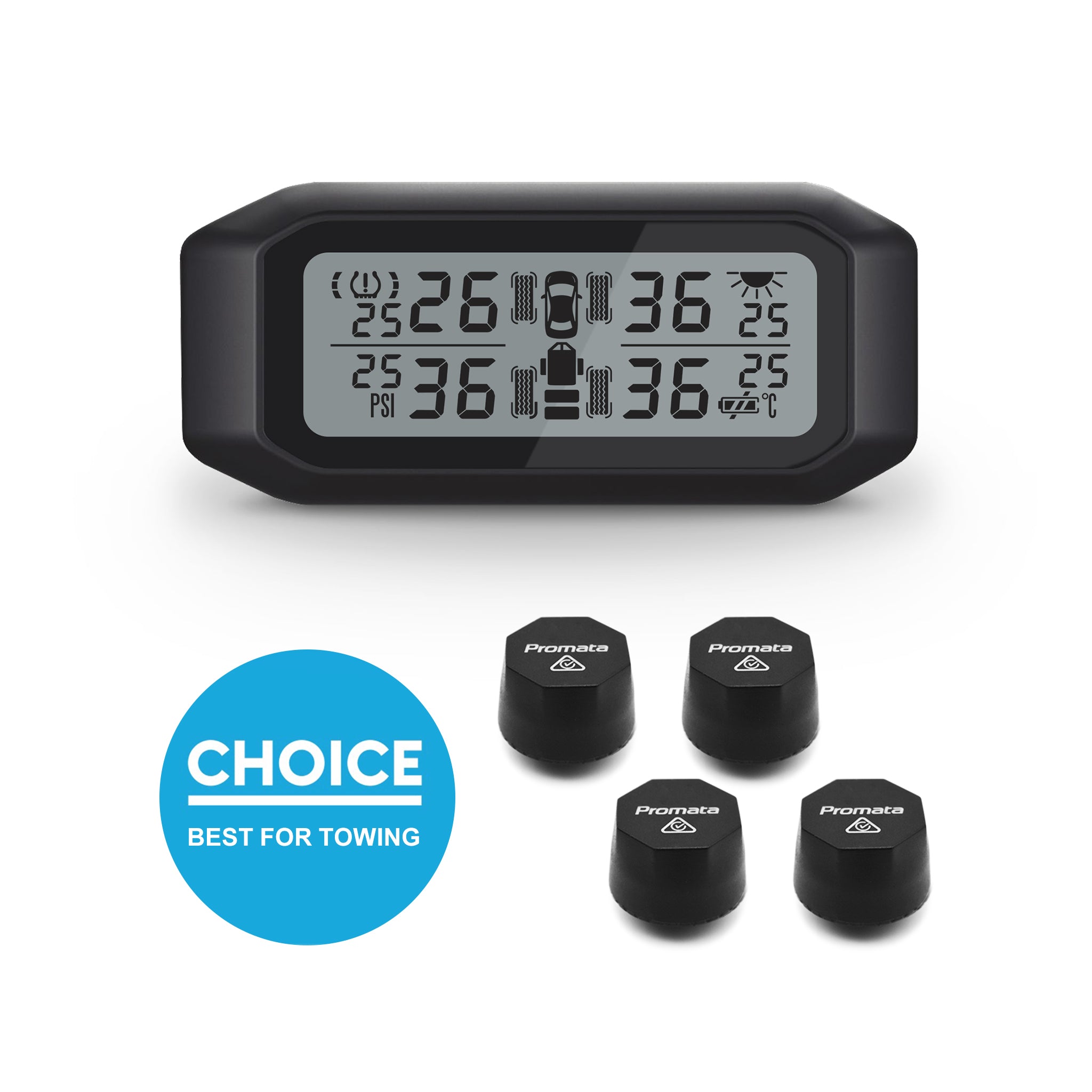 Promata Mata 1E TPMS - 4 external sensors for cars & 4WDs.
