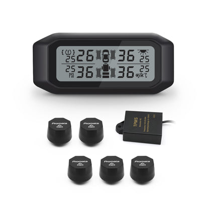 Promata Mata 1E TPMS - 5 external sensors and signal booster for cars & 4WDs with a spare tyre.