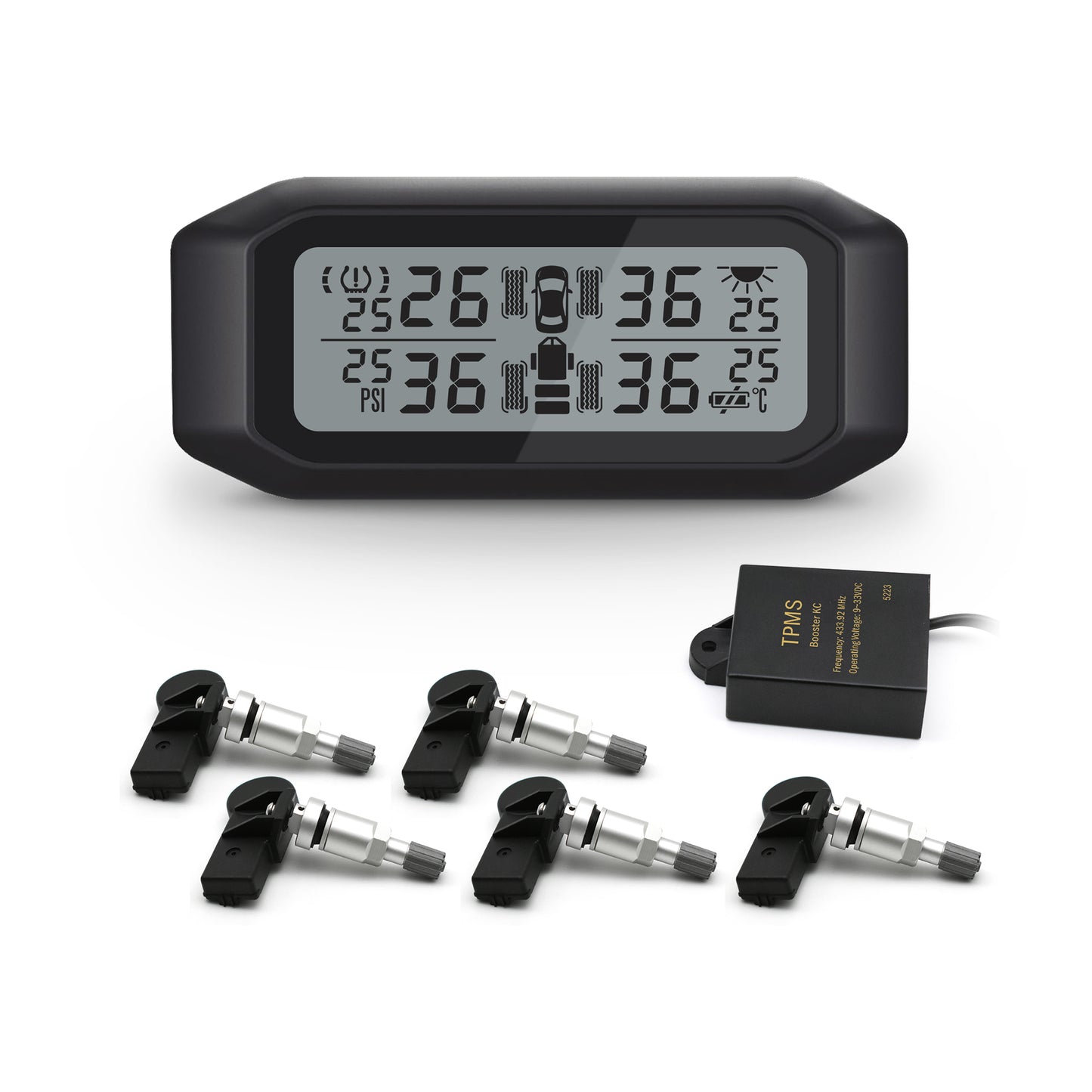 Promata Mata 1 TPMS - 5 internal sensors and signal booster for cars & 4WDs with a spare tyre.