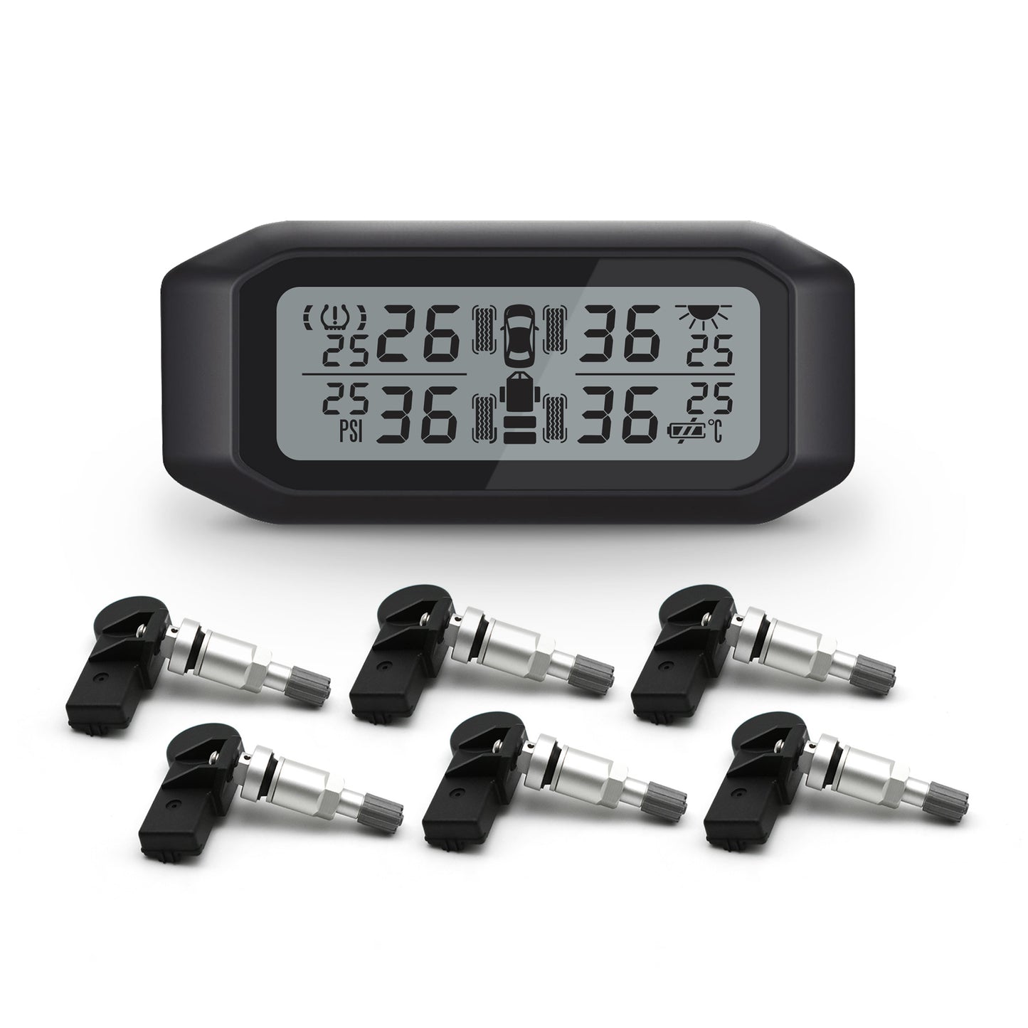 Promata Mata 1 TPMS - 5 internal sensors and signal booster for cars & 4WDs with a spare tyre.