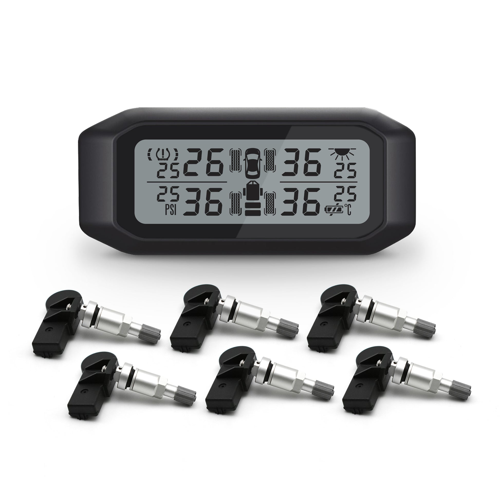 Promata Mata 1 TPMS - 5 internal sensors and signal booster for cars & 4WDs with a spare tyre.