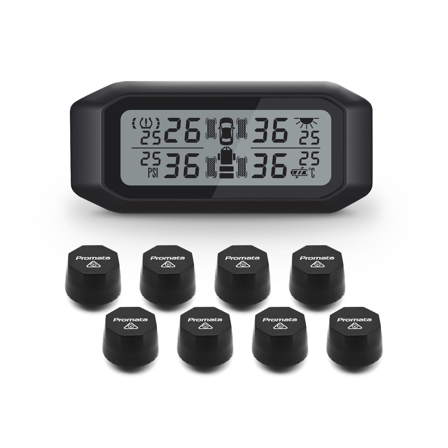 Promata Mata 1E TPMS - 8 external sensors for 4WDs and dual axle trailers.