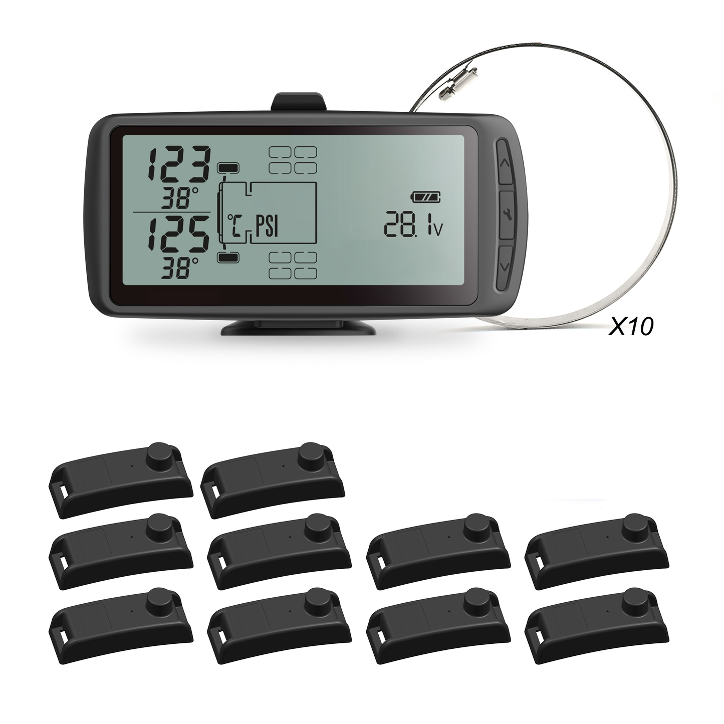 Mata 7 - Large Screen TPMS for Trucks & Heavy Vehicles | 10 Internal Sensors - Promata Australia