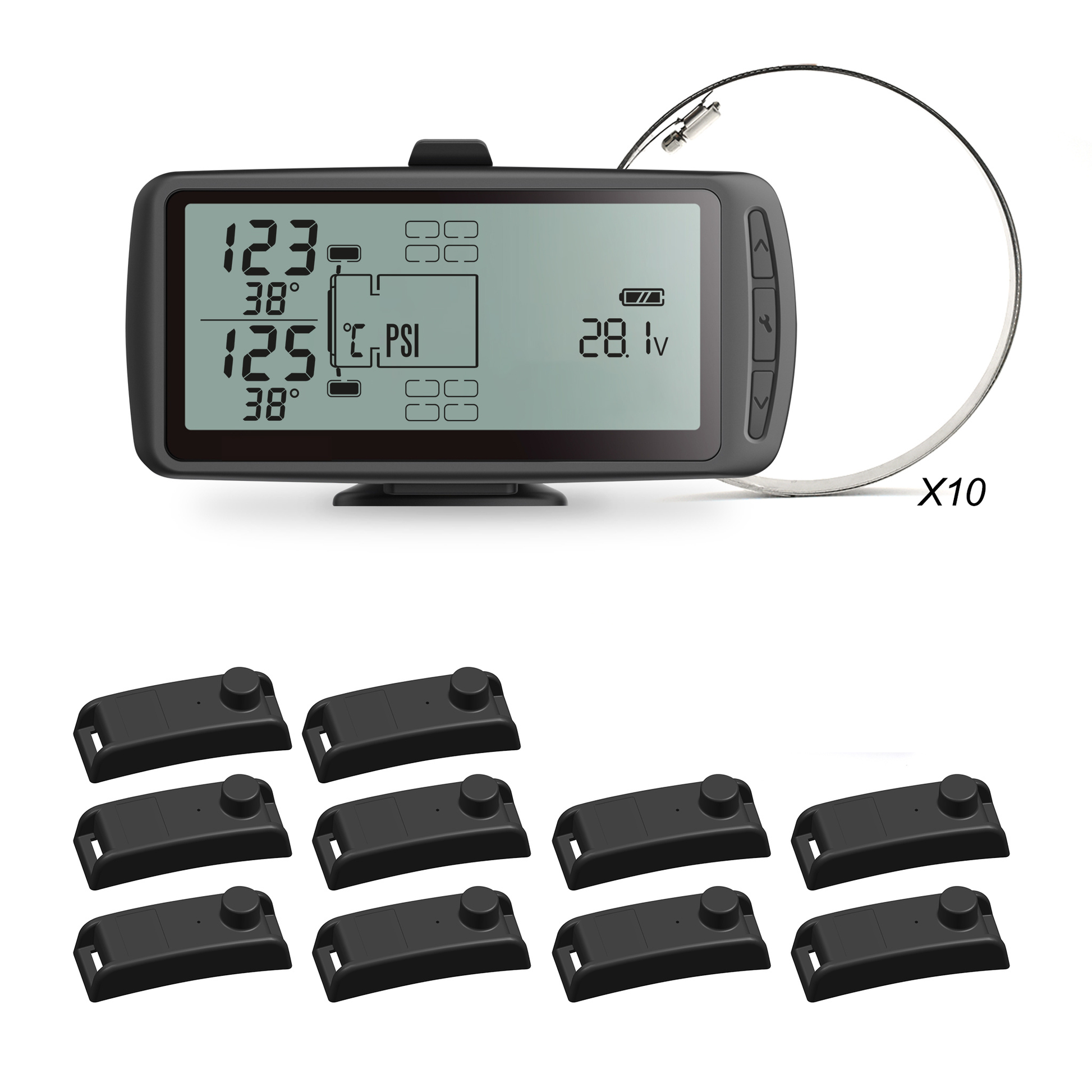 Mata 7 - Large Screen TPMS for Trucks & Heavy Vehicles | 10 Internal Sensors - Promata Australia